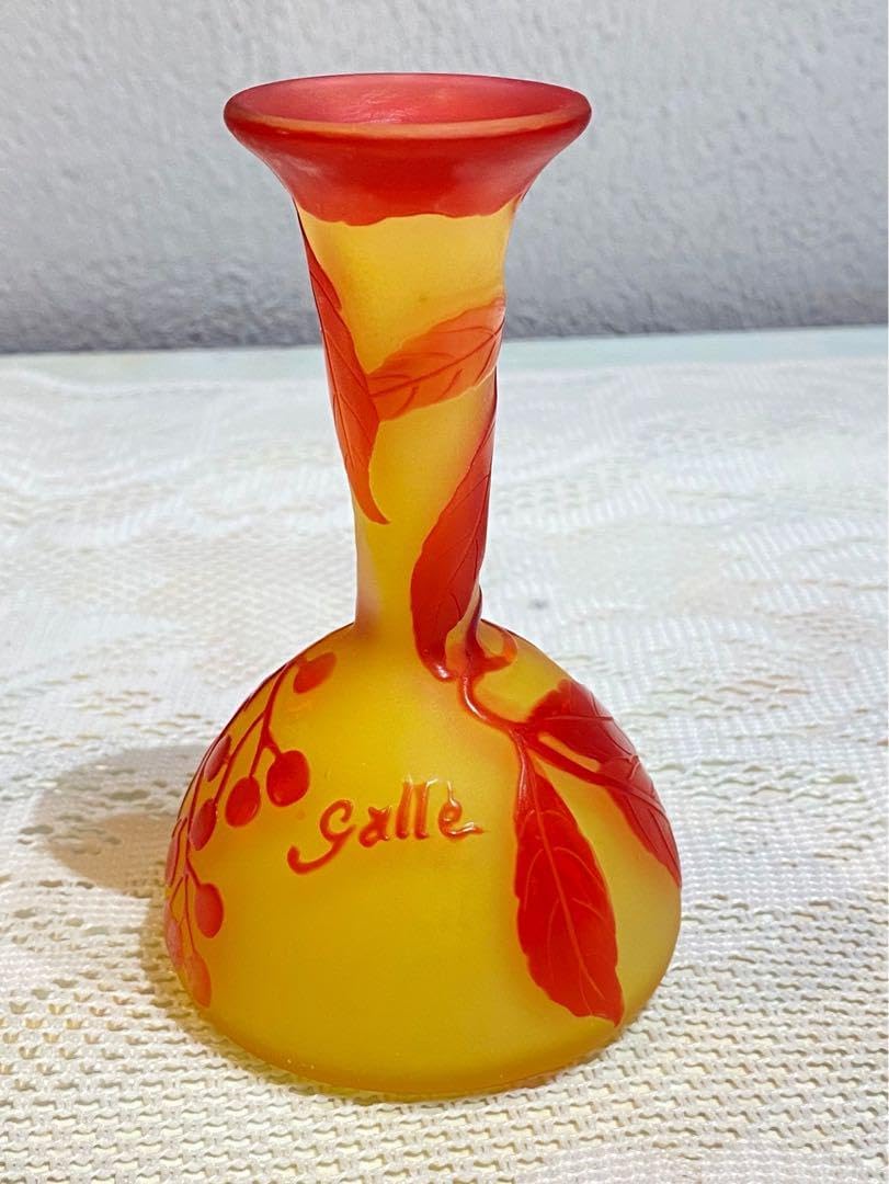 エミール・ガレ スグリ文 花瓶 アンティーク 共箱 木箱 インテリア エミール・ガレ スグリ文 花瓶 アンティーク 共箱 木箱 インテリア